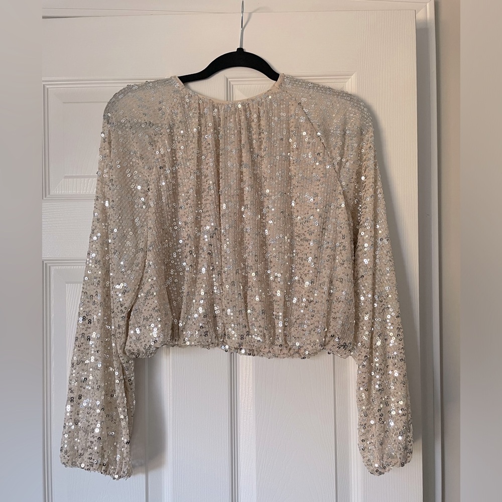 Like-NEW Sequin Cropped Blouse, size Large